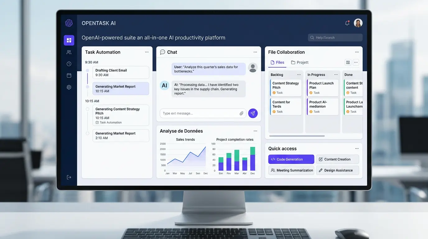 Interface ChatGPT Work d'OpenAI affichant un agent IA autonome