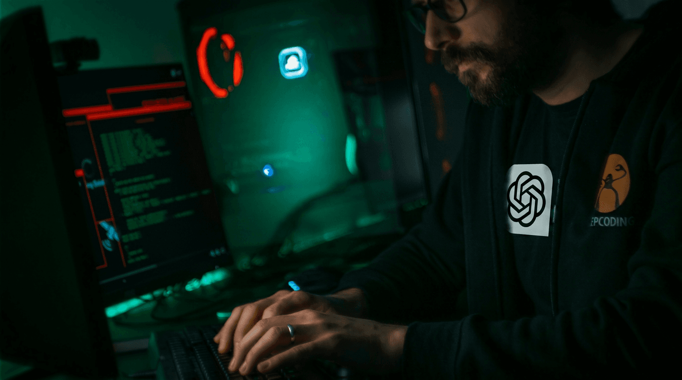 Logo OpenAI avec icône de départ symbolisant la démission du responsable sécurité